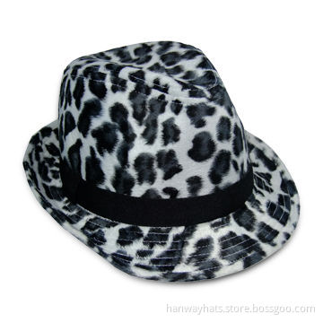 Black and White Leopard Fedora Hat for Women, Various Sizes, Designs and Colors are Available